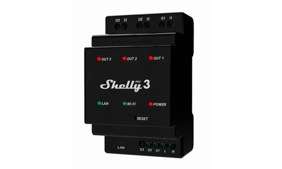 Shelly Pro 3 LAN und WiFi-DIN-Rail Switch